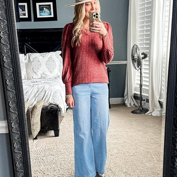 Pull On Womens Jeans Baggy Stretchy High Waisted Denim Wide Leg Trouser Pants Tr - Picture 5 of 7